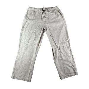Havanera Pants Womens XL (40-42) Linen Tan Brown Pockets Drawstring Button Zip